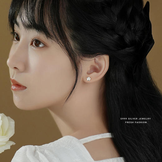 【樱花落舞】S999银足银花朵耳饰【YXS-E2960】 商品图3
