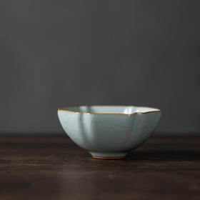 【丰子汝窑】【天青六方杯】8.2x4.3cm 100ml 茶杯纯手工开片主人杯陶瓷汝瓷单杯子个人品茗杯功夫茶具