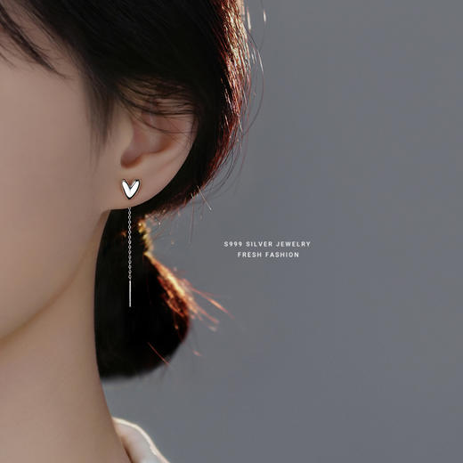 【心醉】S999银足银简约爱心耳线【YXS-E3044】 商品图3