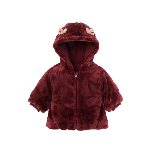 英氏-童衣类（冬）D0英针短帽外套, 绛红, 80CM 商品图3
