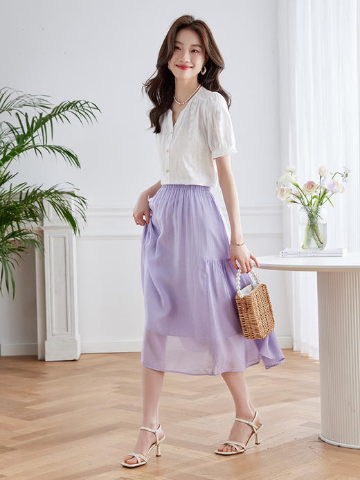 【断码清仓】熙世界法式刺绣纯棉白衬衫女时尚洋气小衫泡泡袖上衣2024夏季新款 商品图4