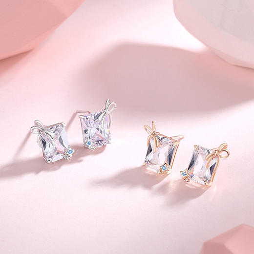 【蝴蝶结方糖】S925银锆石耳饰【JHY-E000002B】 商品图3