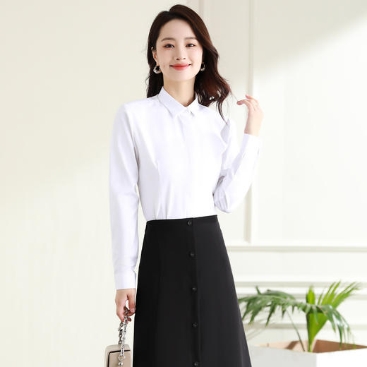 罗蒙春秋女装长袖衬衫女士修身显瘦商务通勤职业工装OL上班衬衣女 商品图1