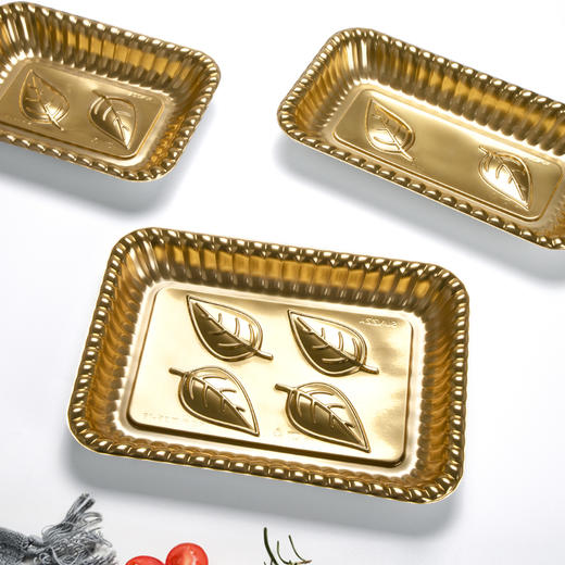 喇叭花寿司盒子金色托盘一次性外卖打包盒三文鱼刺身拼盘角皿盘 商品图2