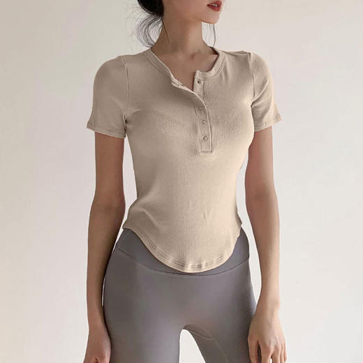 瑜伽服上衣女夏季薄款时尚圆领健身短袖宽松显瘦速干跑步运动t恤JM 000 DX23-931 商品图3
