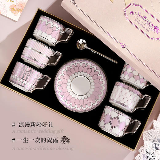 【清仓特惠4折，仅1套，无货退款】诺轩陶瓷银把6杯碟高档咖啡杯碟套装送新人结婚新婚礼物 商品图1