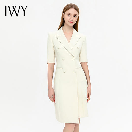 IWY/杏色时尚西装连衣裙夏季新款气质简约高级感中长裙Q13209 商品图0
