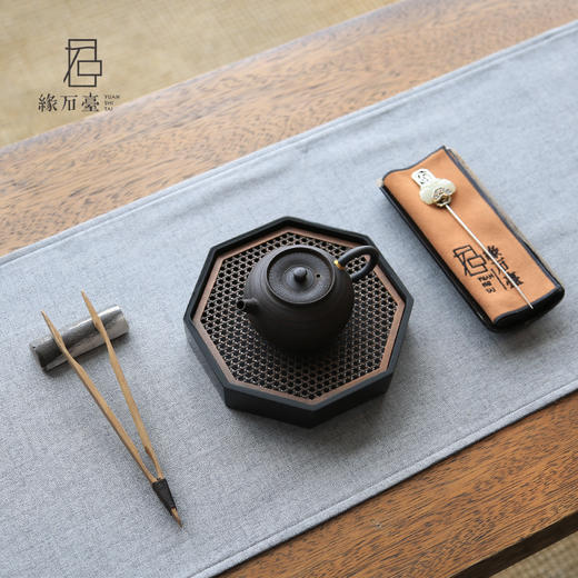缘石台/君子系列/从古 手编铜+玉檀砚 茶盘  干泡台 壶承 商品图3