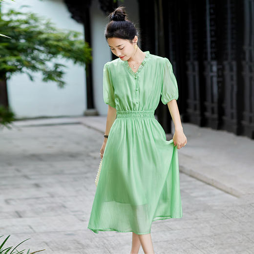 纯色小清新，天丝收腰连衣裙HR-SYY2323B-1 商品图4