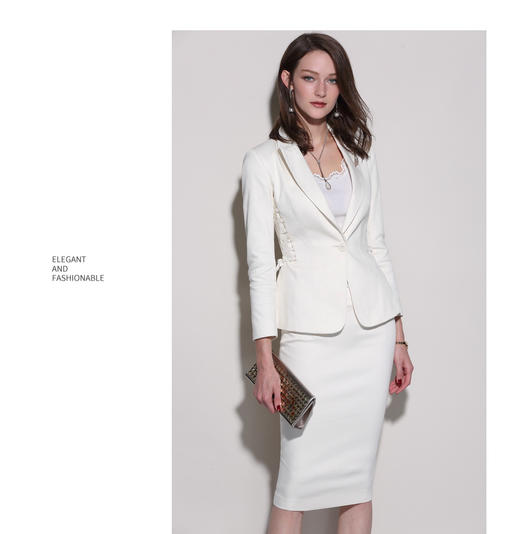 J8102411颈袖添香2024新款时尚白色西装套装休闲正式两穿 商品图2