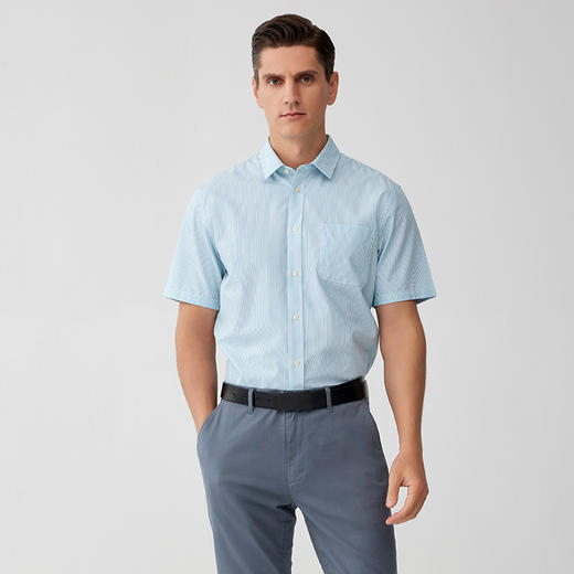 【纯棉短袖衬衫】23年春夏新品男士100%衬衫时尚商务休闲上衣 商品图2