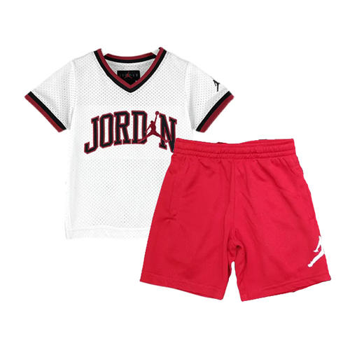 JORDAN/乔丹AJ童装夏男童V领网眼速干篮球服短袖T恤JD2222115透气网布速干篮球运动短裤JDJD2122067 商品图1