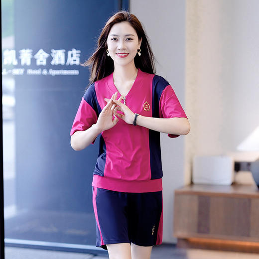 休闲运动短裤套装，女新款夏装薄款时尚洋气小个子休闲两件套QB-BLTY6689 商品图1