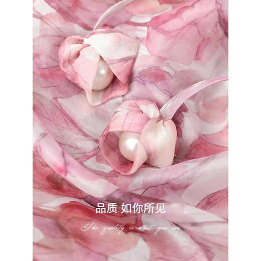 COCOBELLA度假风玫瑰花苞腰绳印花雪纺连衣裙吊带裙两件套FR176-2 商品图4