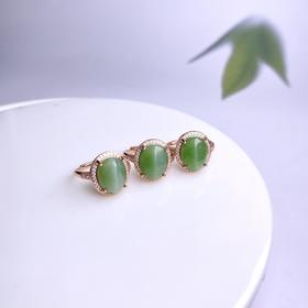 碧玉戒指-玫瑰色猫眼蛋面