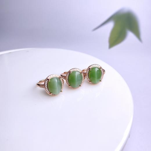 碧玉戒指-玫瑰色猫眼蛋面 商品图0