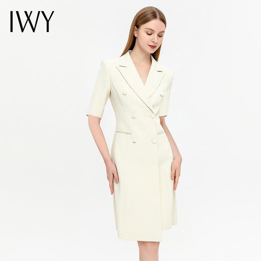 IWY/杏色时尚西装连衣裙夏季新款气质简约高级感中长裙Q13209 商品图1