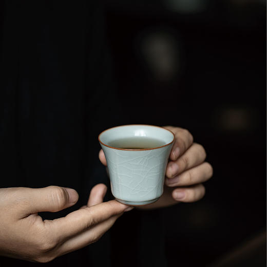 【丰子汝窑】【高圆方杯2入】茶杯手工开片主人杯陶瓷汝瓷单杯子个人品茗杯功夫茶具 商品图3