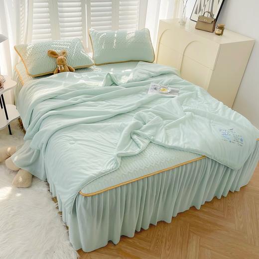 夏季乳胶冰丝凉席三件套，简约风床裙款可机水洗凉席ML-001 商品图3