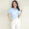 罗蒙夏季女装短袖棉质衬衫女士修身显瘦暗门襟商务通勤职业OL上班衬衣女 商品缩略图2