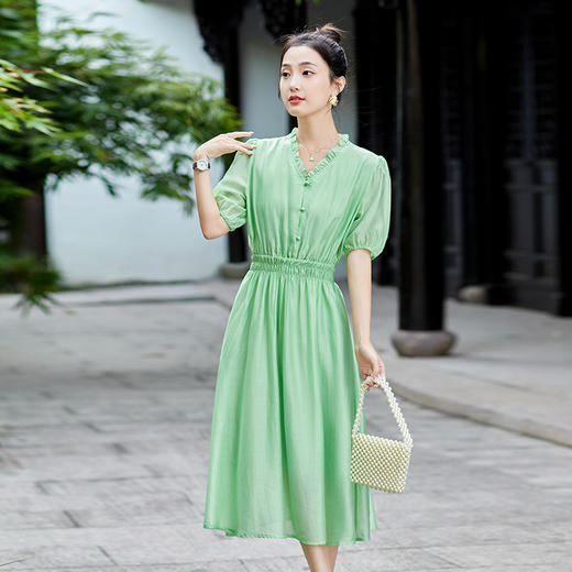 纯色小清新，天丝收腰连衣裙HR-SYY2323B-1 商品图5