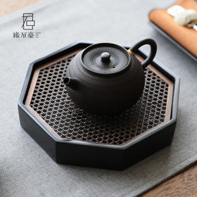 缘石台/君子系列/从古 手编铜+玉檀砚 茶盘  干泡台 壶承