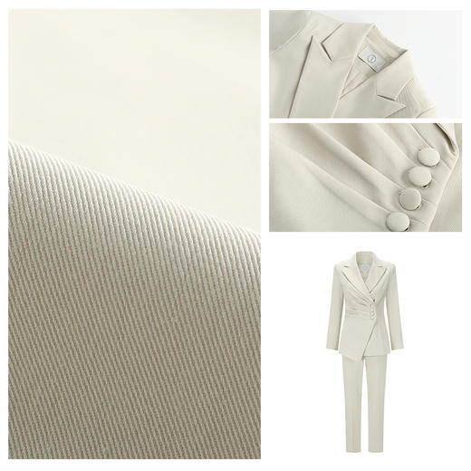 AD浅色职业装西装女秋时尚套装主持人艺考正装修身显瘦米白色西服 商品图2