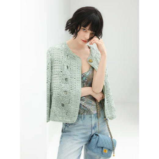 COCOBELLA扎染风亮片绣吊带背心女网纱拼接微性感V领上衣VT33 商品图2