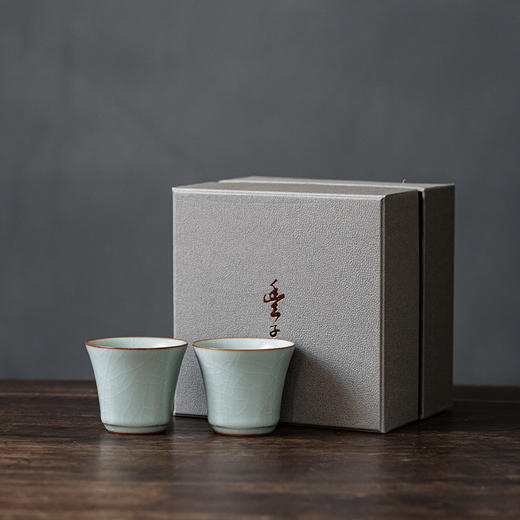 【丰子汝窑】【高圆方杯2入】茶杯手工开片主人杯陶瓷汝瓷单杯子个人品茗杯功夫茶具 商品图0