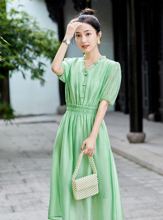 纯色小清新，天丝收腰连衣裙HR-SYY2323B-1 商品图7