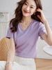 【专属特价】熙世界醋酸&莫代尔棉V领T恤女宽松显瘦遮肚子百搭上衣2025夏新款 商品缩略图0