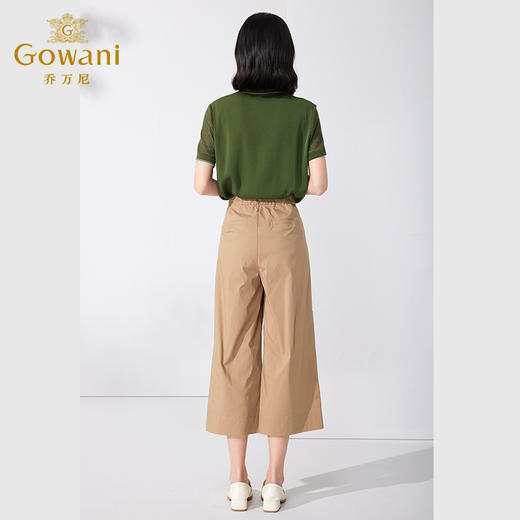 乔万尼夏季阔腿裤宽松显瘦卡其色八分休闲裤ET2F313 商品图4