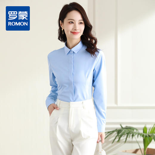 罗蒙春秋女装长袖衬衫女士修身显瘦商务通勤职业工装OL上班衬衣女 商品图0