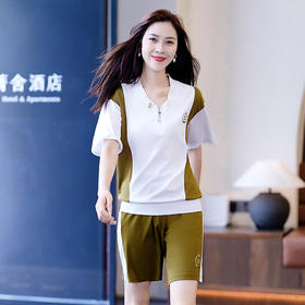 休闲运动短裤套装，女新款夏装薄款时尚洋气小个子休闲两件套QB-BLTY6689