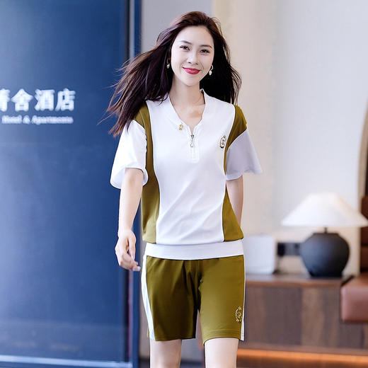 休闲运动短裤套装，女新款夏装薄款时尚洋气小个子休闲两件套QB-BLTY6689 商品图0