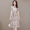 夏季新款，系带收腰裙中长款时尚木耳边圆领短袖裙印花连衣裙QYM-LRX-XYZX8966-Y 商品缩略图5