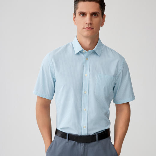 【纯棉短袖衬衫】23年春夏新品男士100%衬衫时尚商务休闲上衣 商品图0