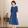 HR XLSZ503-3气质亚麻系带收腰显瘦纯色连衣裙 商品缩略图2