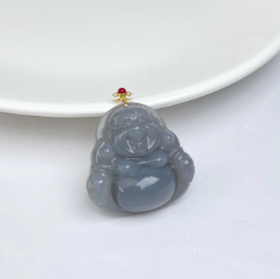 和田玉吊坠-烟紫佛公
