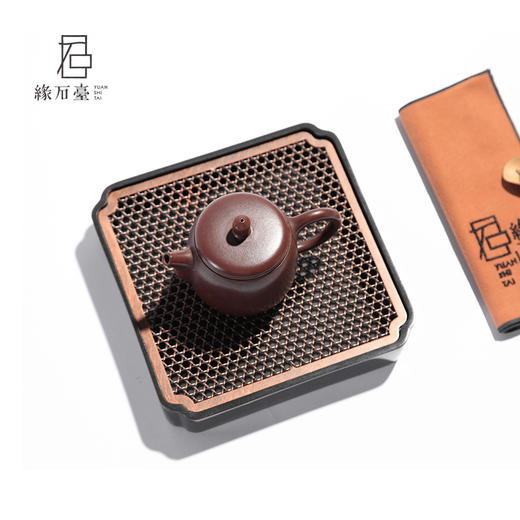 缘石台/君子系列/方寸 手编铜+玉檀砚 茶盘干泡台壶承 商品图5