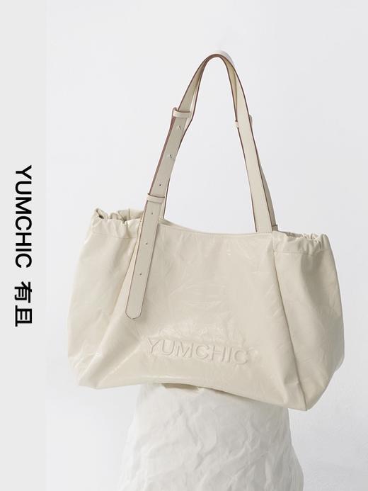 FolliFollie&yumchic 购物包真皮大容量皱皱软托特totebag头层牛皮单肩包 商品图1