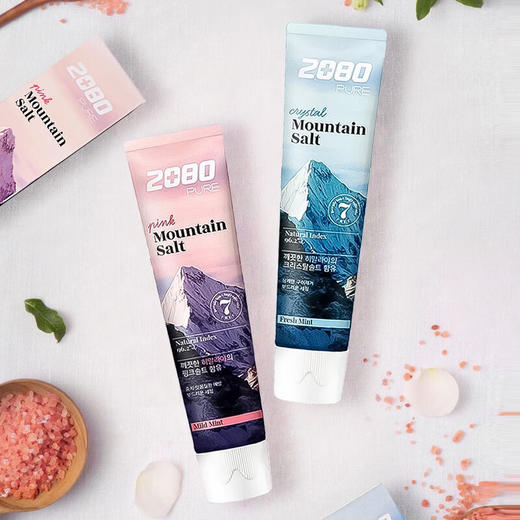 韩国爱敬2080菁纯盐薄荷香清新口气成人牙膏 125g*2支 商品图3