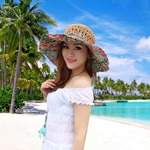 镂空印花草帽 商品图3