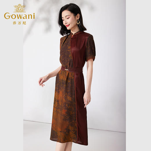 【灼云霞色】【香云纱】乔万尼真丝桑蚕丝连衣裙19mm红云纱气质复古ET2E293 商品图1