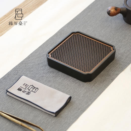 缘石台/君子系列/方寸 手编铜+玉檀砚 茶盘干泡台壶承 商品图3