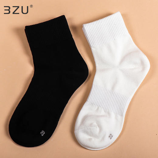 棉质女四季黑白双横条短邦少年袜小腿袜过膝袜高筒男童女童学生袜春秋 商品图2