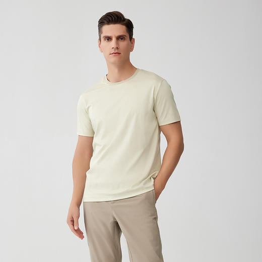 【100%棉圆领T恤】23年春夏新品男士薄款纯棉T恤纯色百搭薄款上衣 商品图1