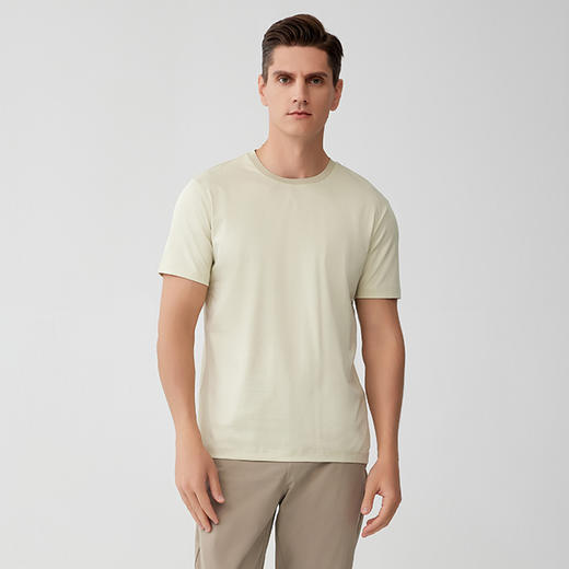 【100%棉圆领T恤】23年春夏新品男士薄款纯棉T恤纯色百搭薄款上衣 商品图0