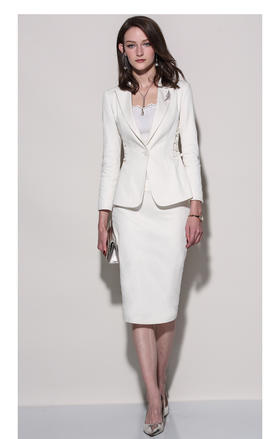 J8102411颈袖添香2024新款时尚白色西装套装休闲正式两穿