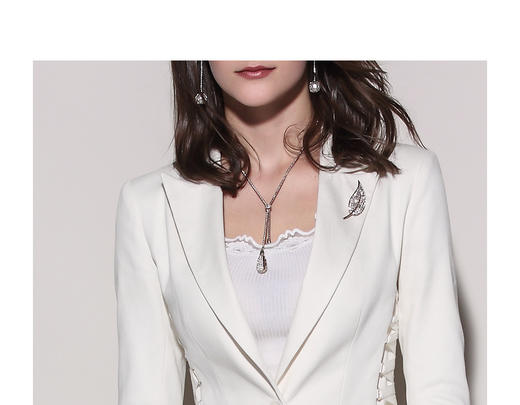 J8102411颈袖添香2024新款时尚白色西装套装休闲正式两穿 商品图3